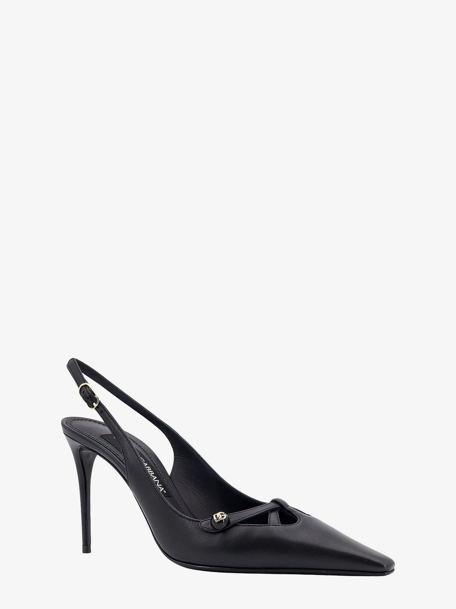 Leather Slingback With Metal Monogram - 3