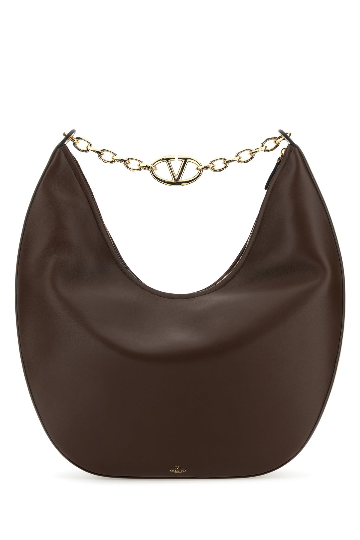 Brown leather medium VLogo Moon shoulder bag - 3