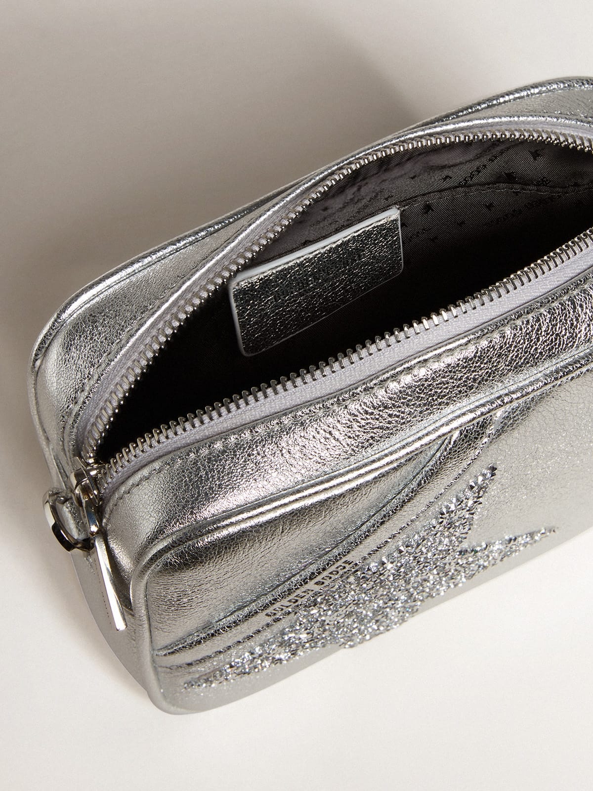 Mini Star Bag in silver metallic leather with Swarovski crystal star - 5