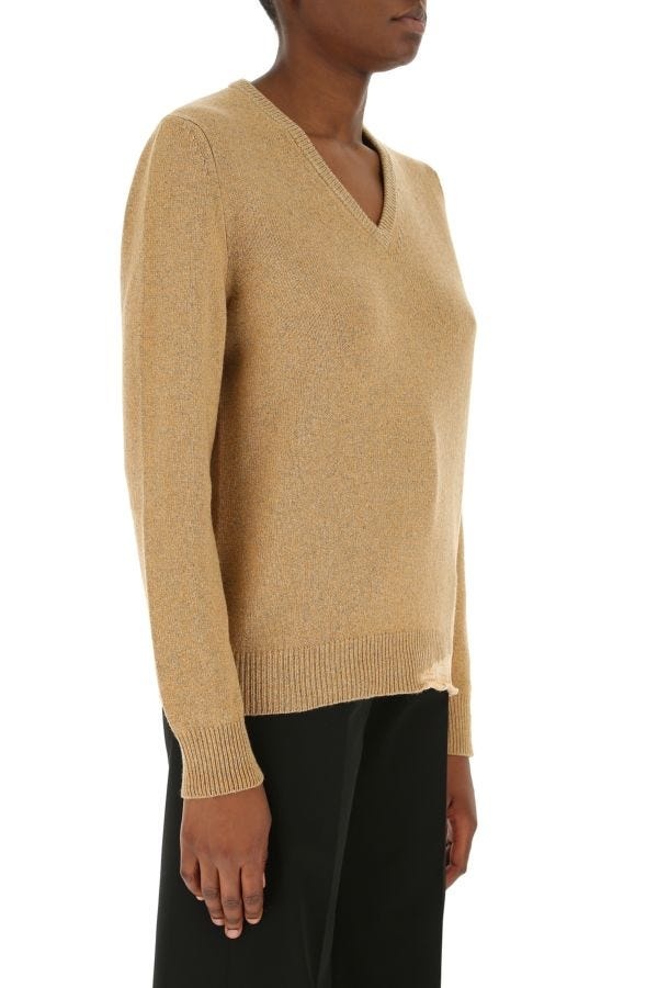 Melange mustard wool blend oversize sweater - 4