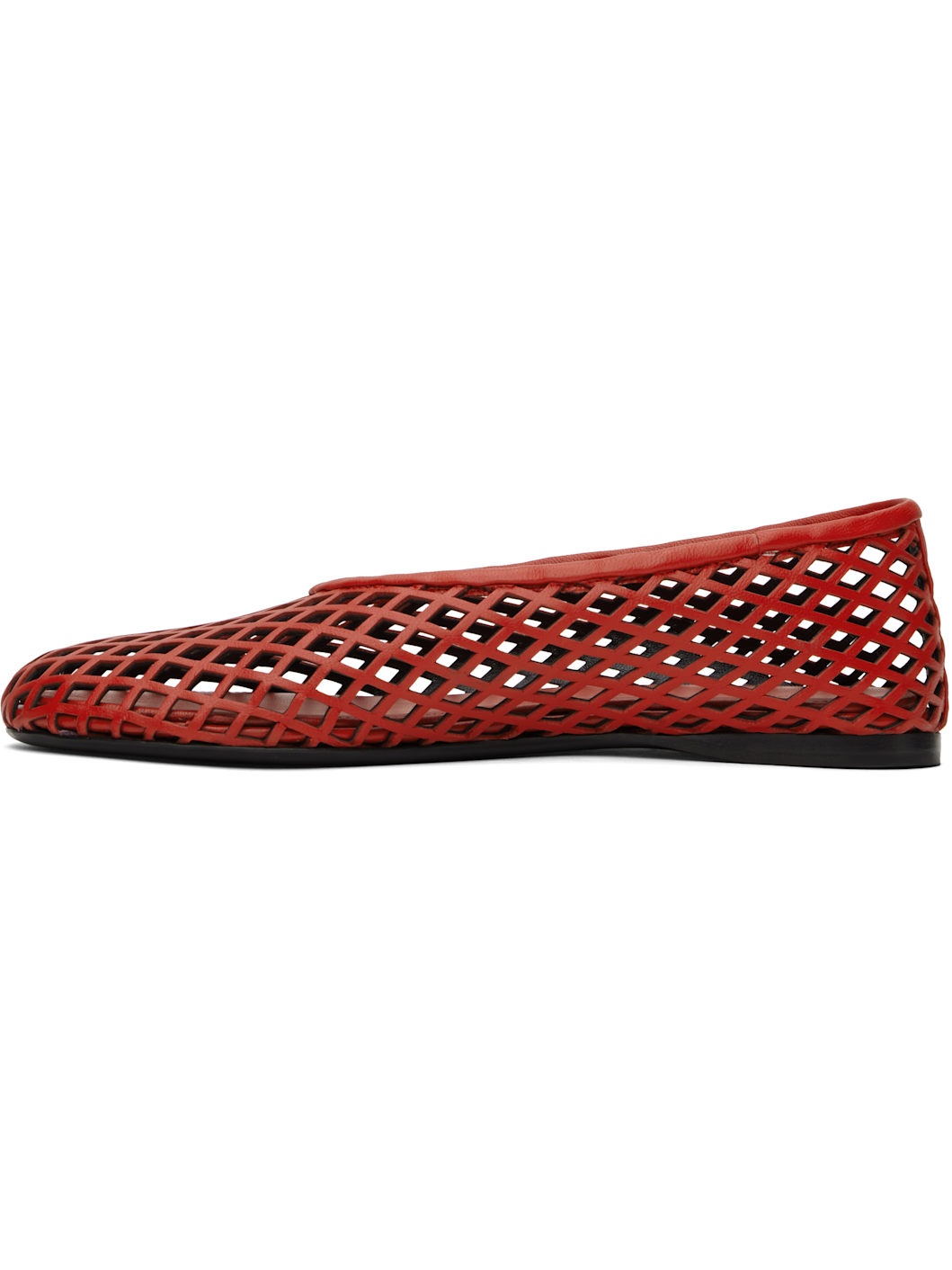 Red Tee Perforated Ballerina Flats - 3