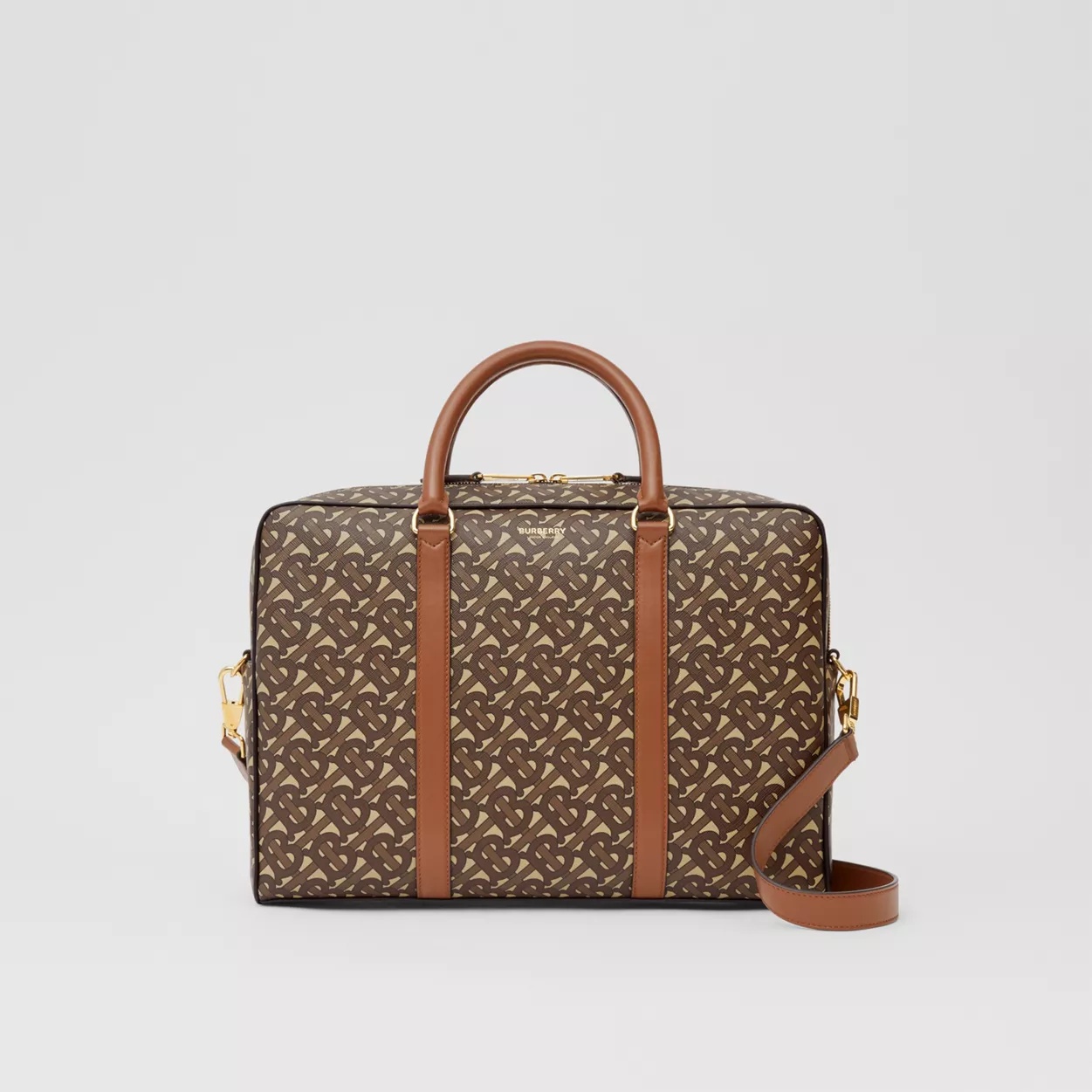 Monogram Print E-canvas and Leather Briefcase - 1