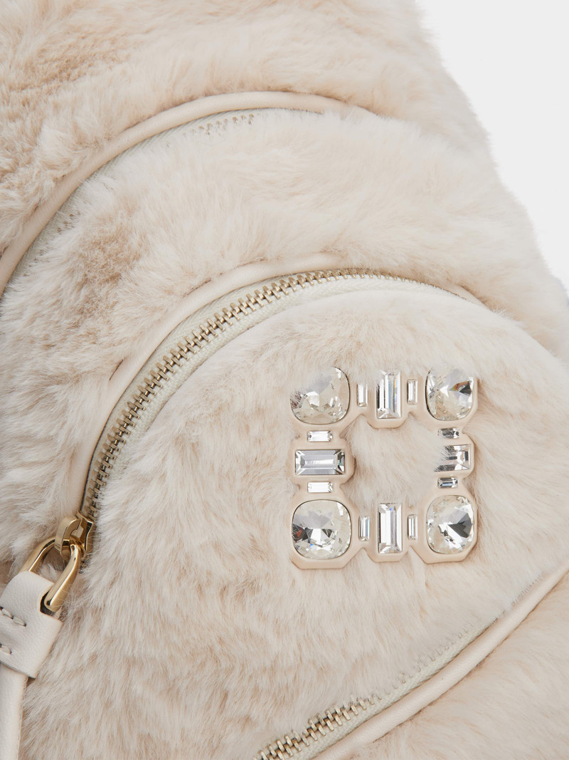 Walky Viv' Strass Buckle Mini Backpack in Faux Fur 7