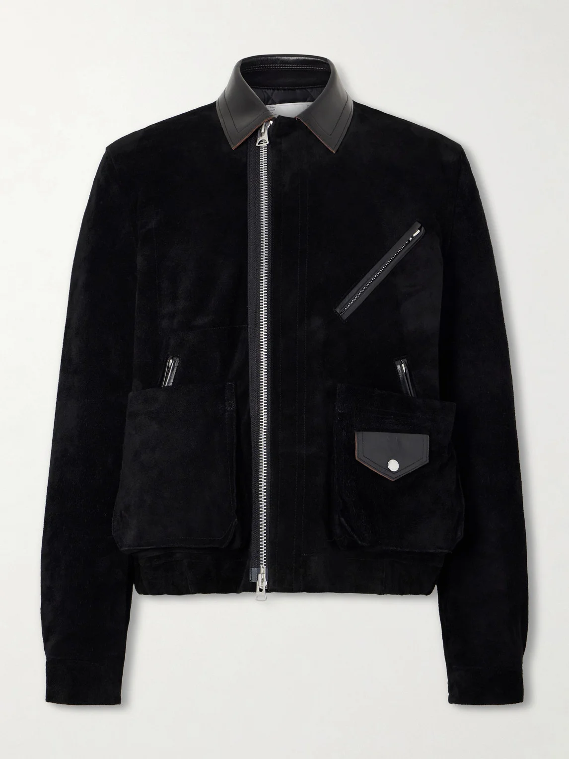 Leather-Trimmed Suede Jacket - 1