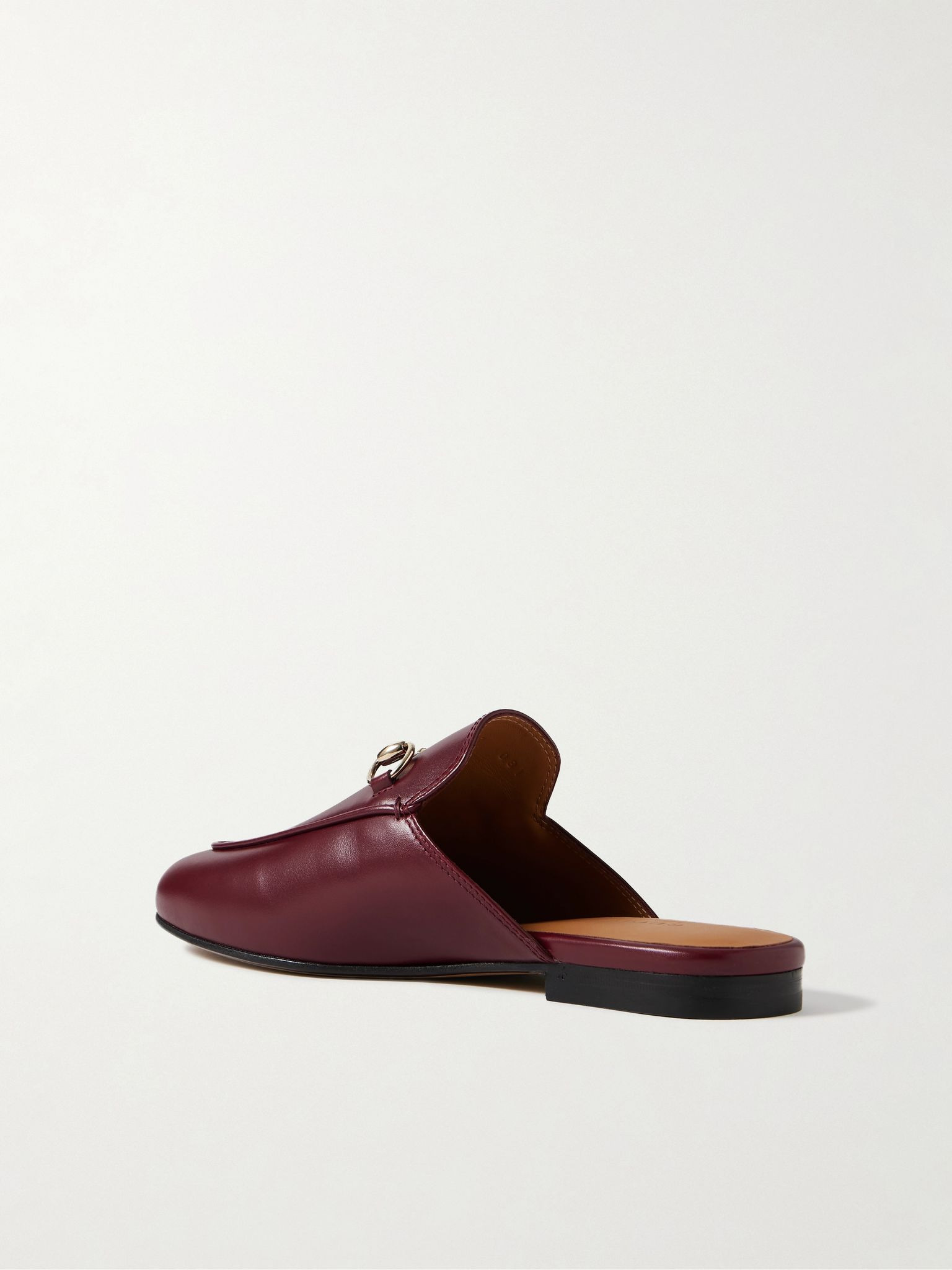 Princetown horsebit-detailed leather slippers Burgundy - 3