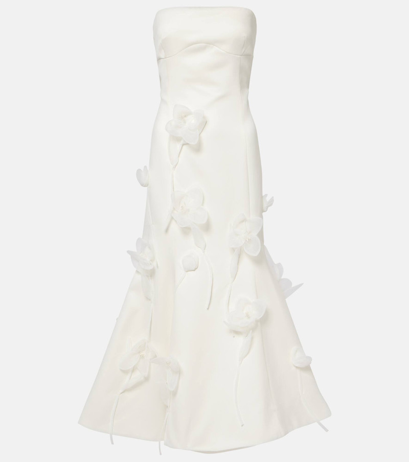Bridal floral-appliqué midi dress 1
