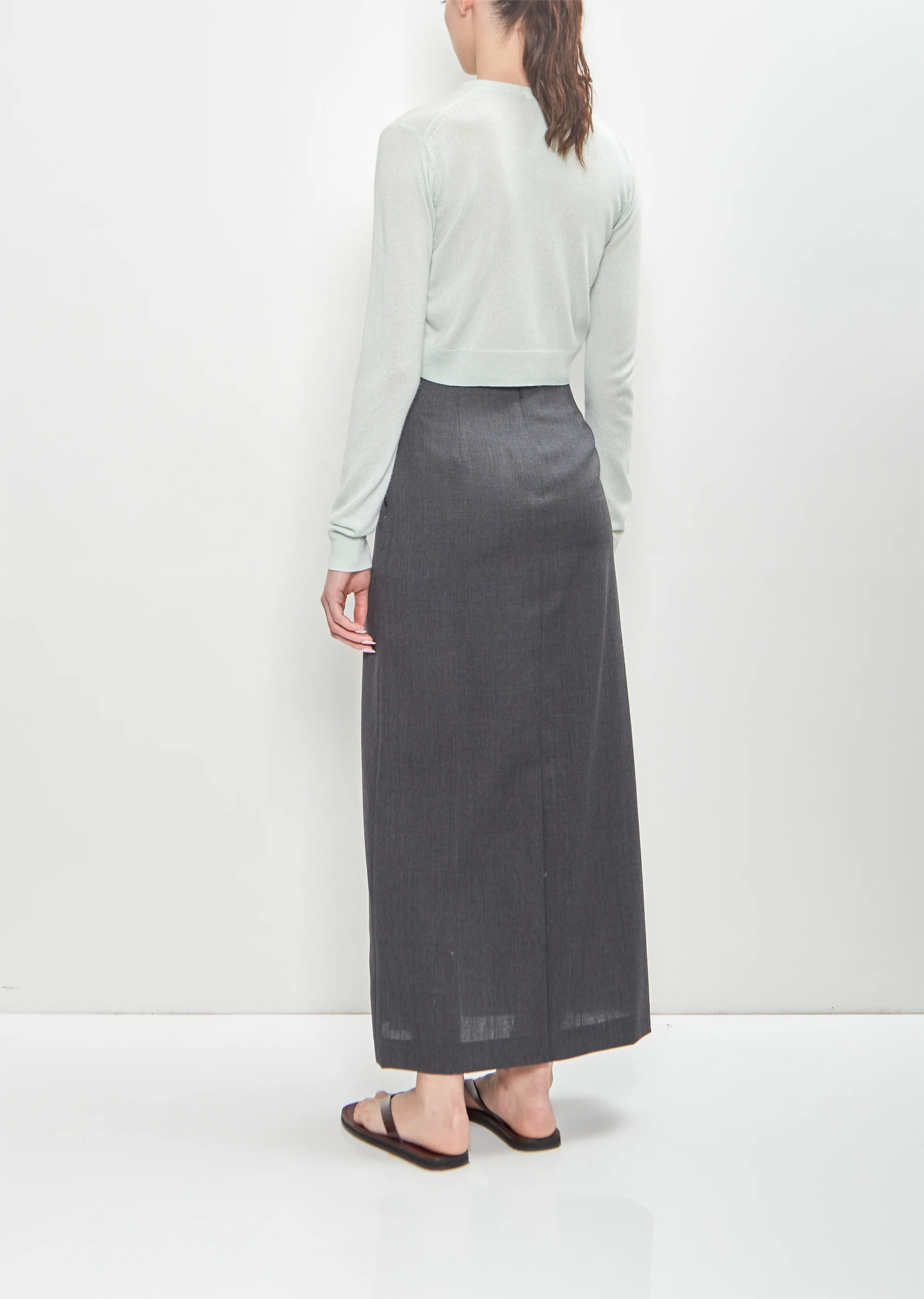 Super Fine Cashmere Silk Knit Henley — White Green - 3