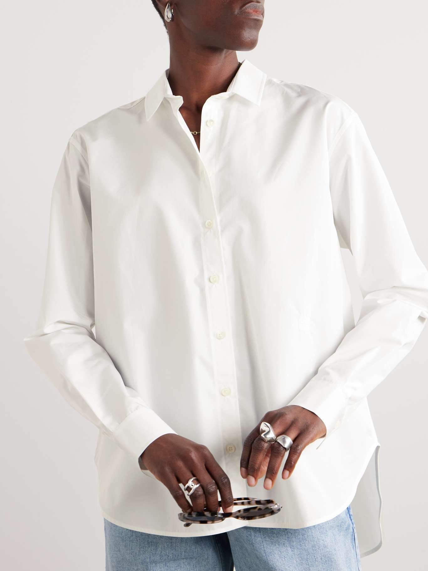 Oversized embroidered organic cotton-poplin shirt - 3