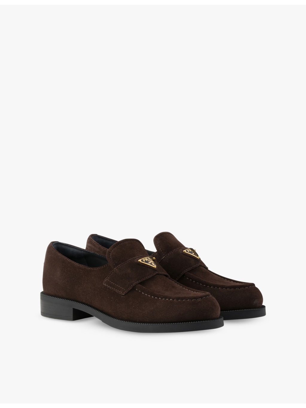 Logo-plaque chunky-sole suede loafers - 3