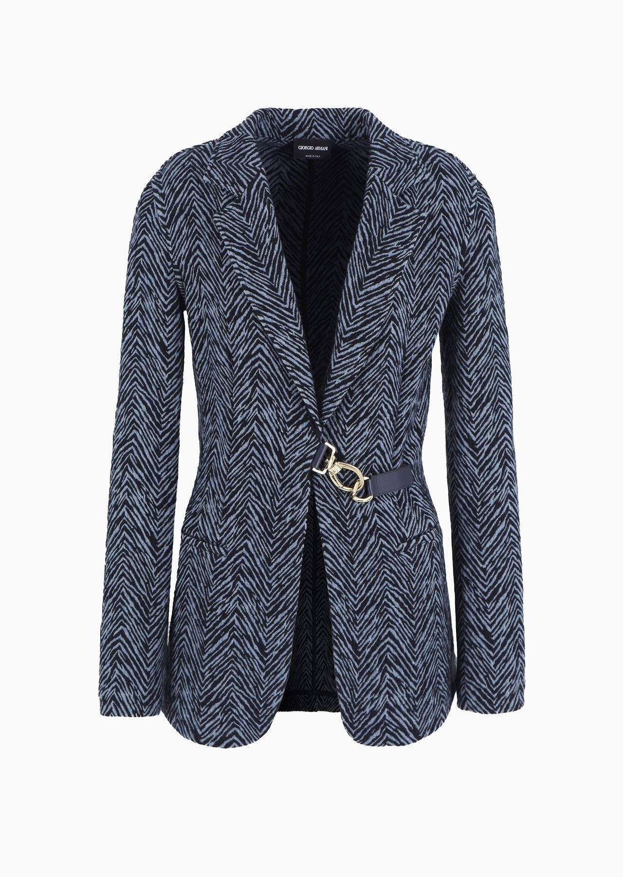 Single-breasted jacket in viscose jacquard and jersey cashmere - 1