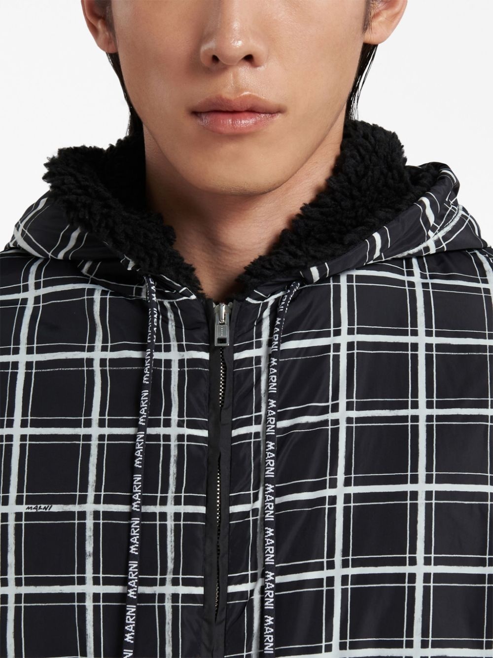 grid-pattern padded jacket - 5