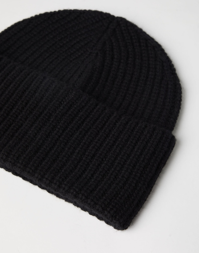 Brunello Cucinelli Cashmere English rib knit beanie outlook