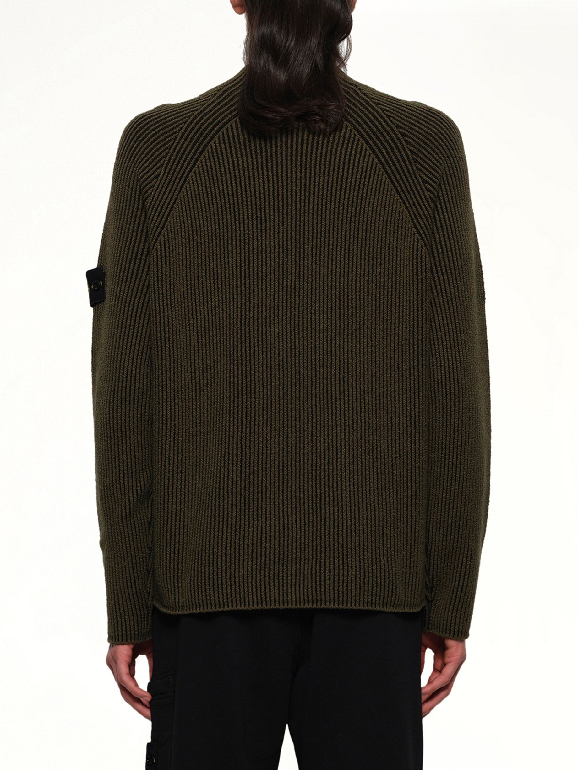 510002 Wool Crew Neck Sweater in Military Green - 5
