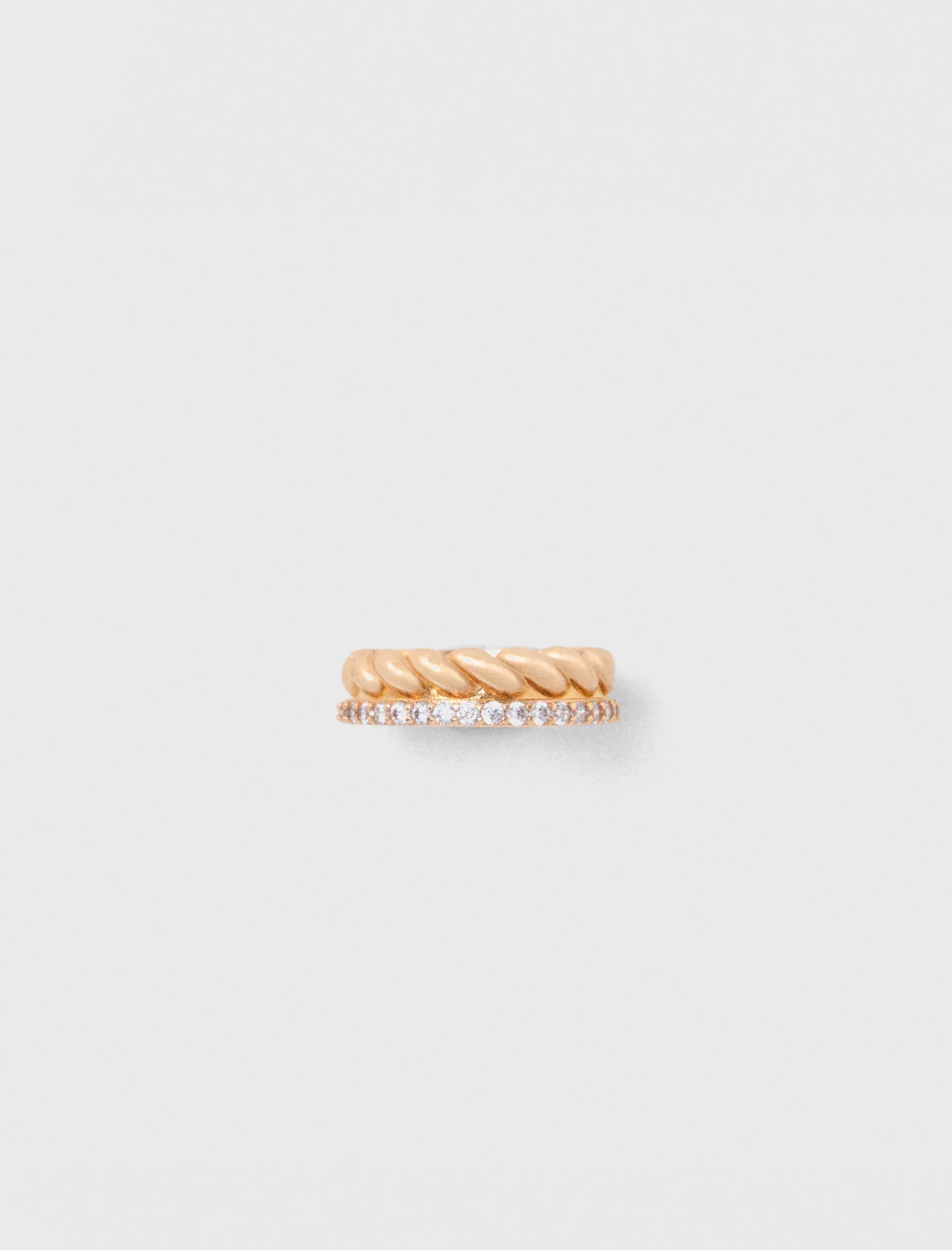 Twisted gold rhinestone ring - 1