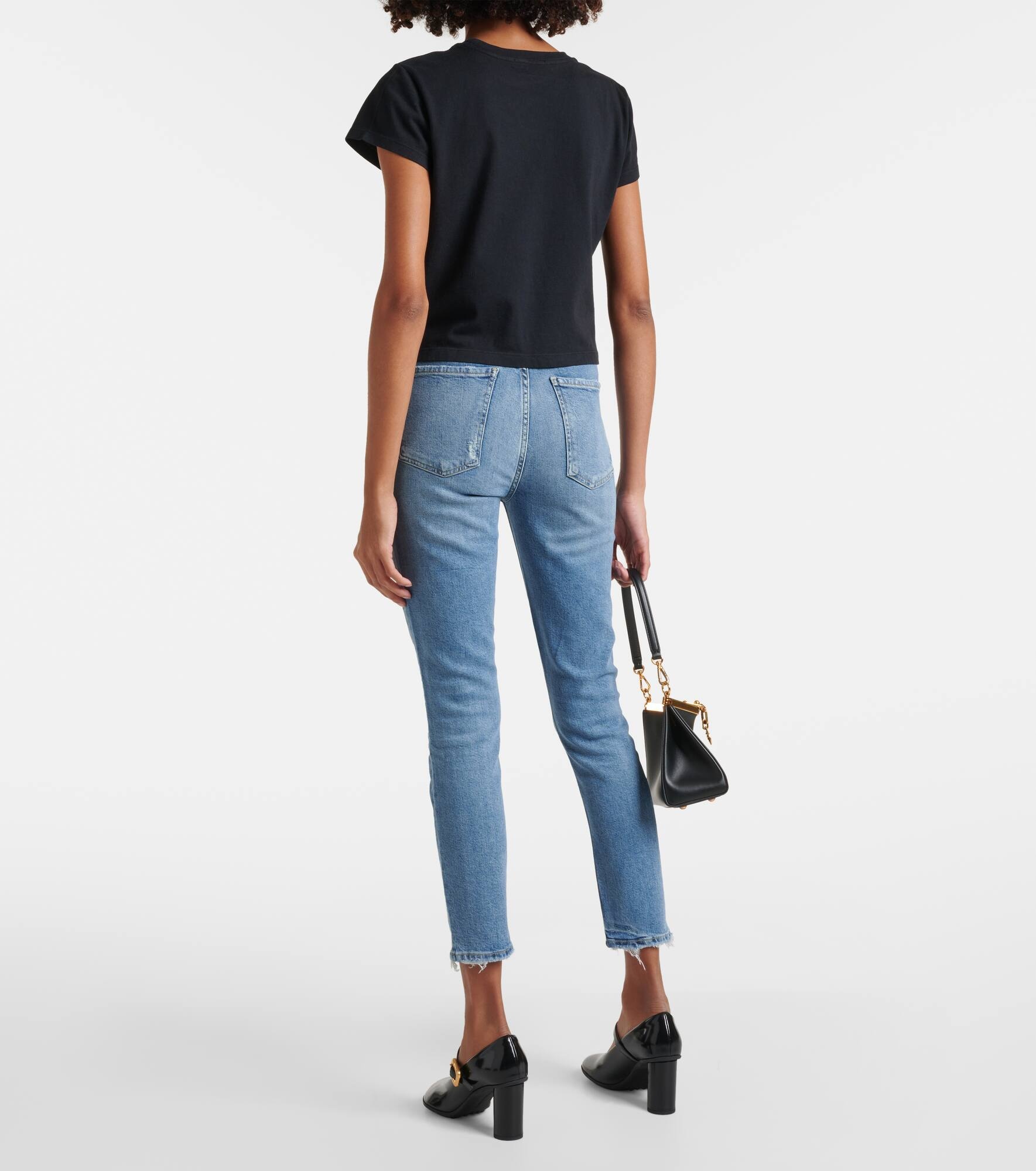 Adine cropped cotton jersey T-shirt - 3