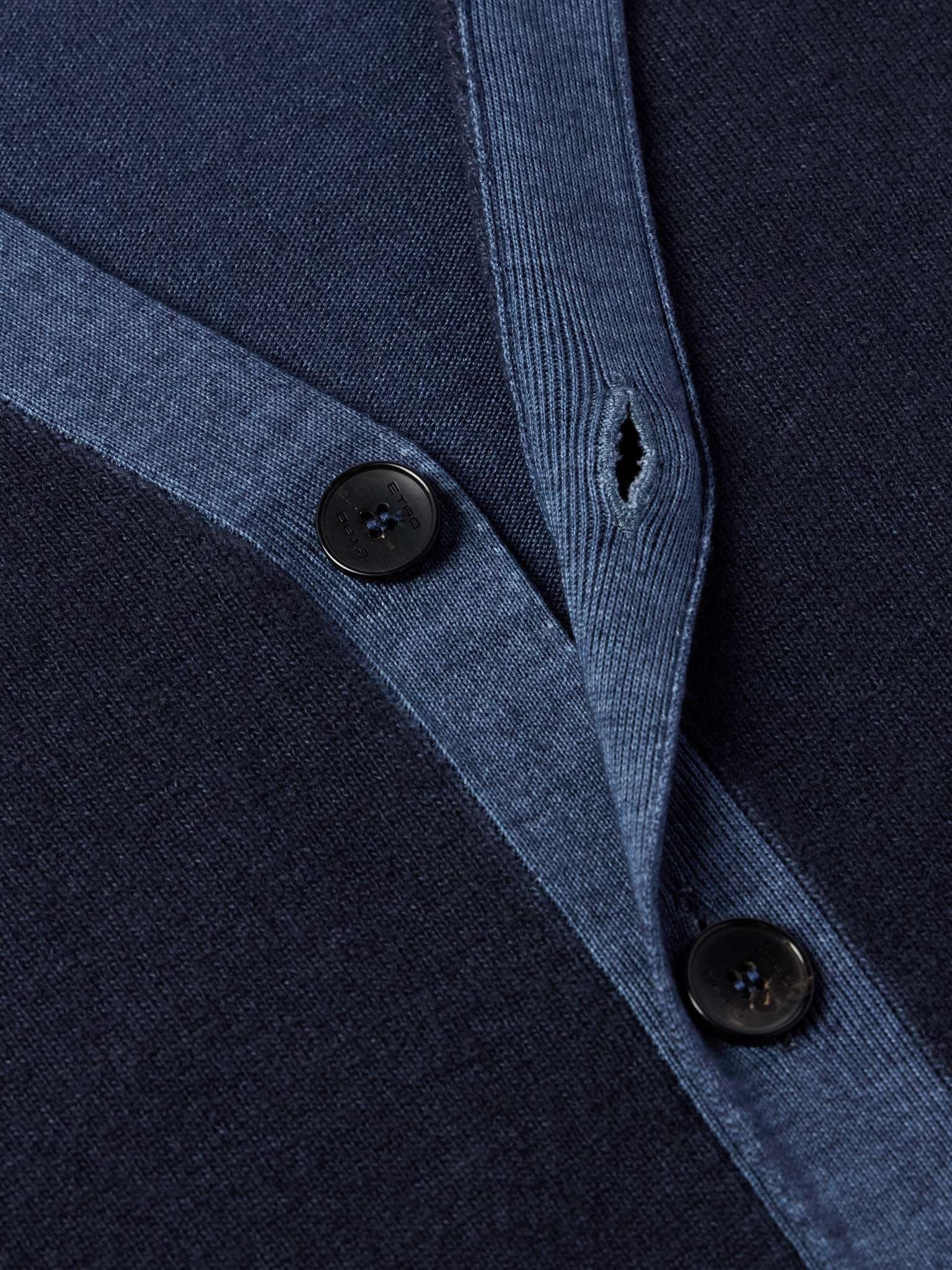 Logo-Embroidered Two-Tone Wool Cardigan - 5
