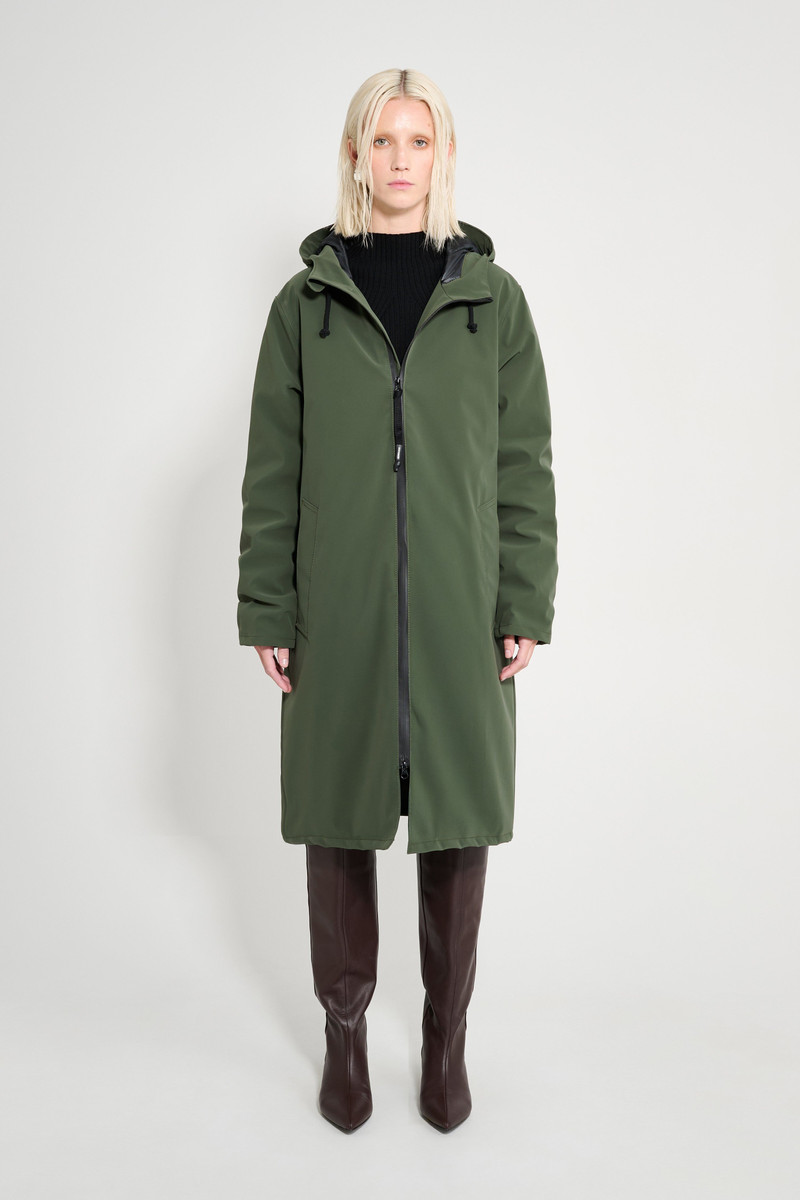 Stutterheim Stockholm Long Matte Winter Coat Green outlook