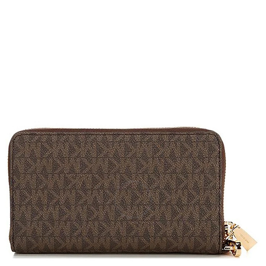 Michael Kors - Michael Kors Signature Logo-print Canvas Large Wristlet - Brown - 4