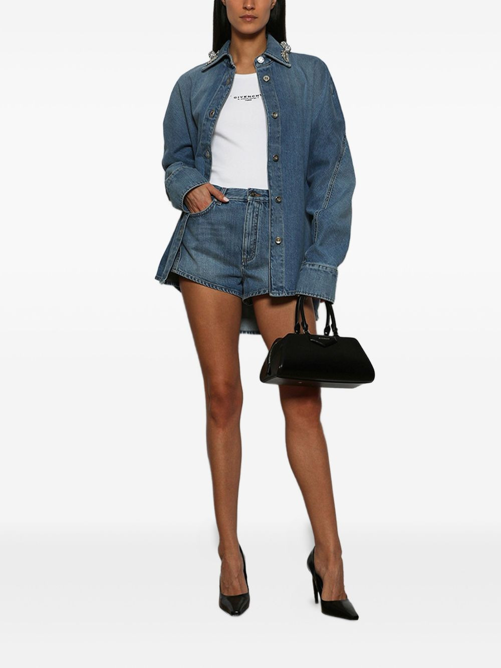 crystals-embellished cotton shirt - 2