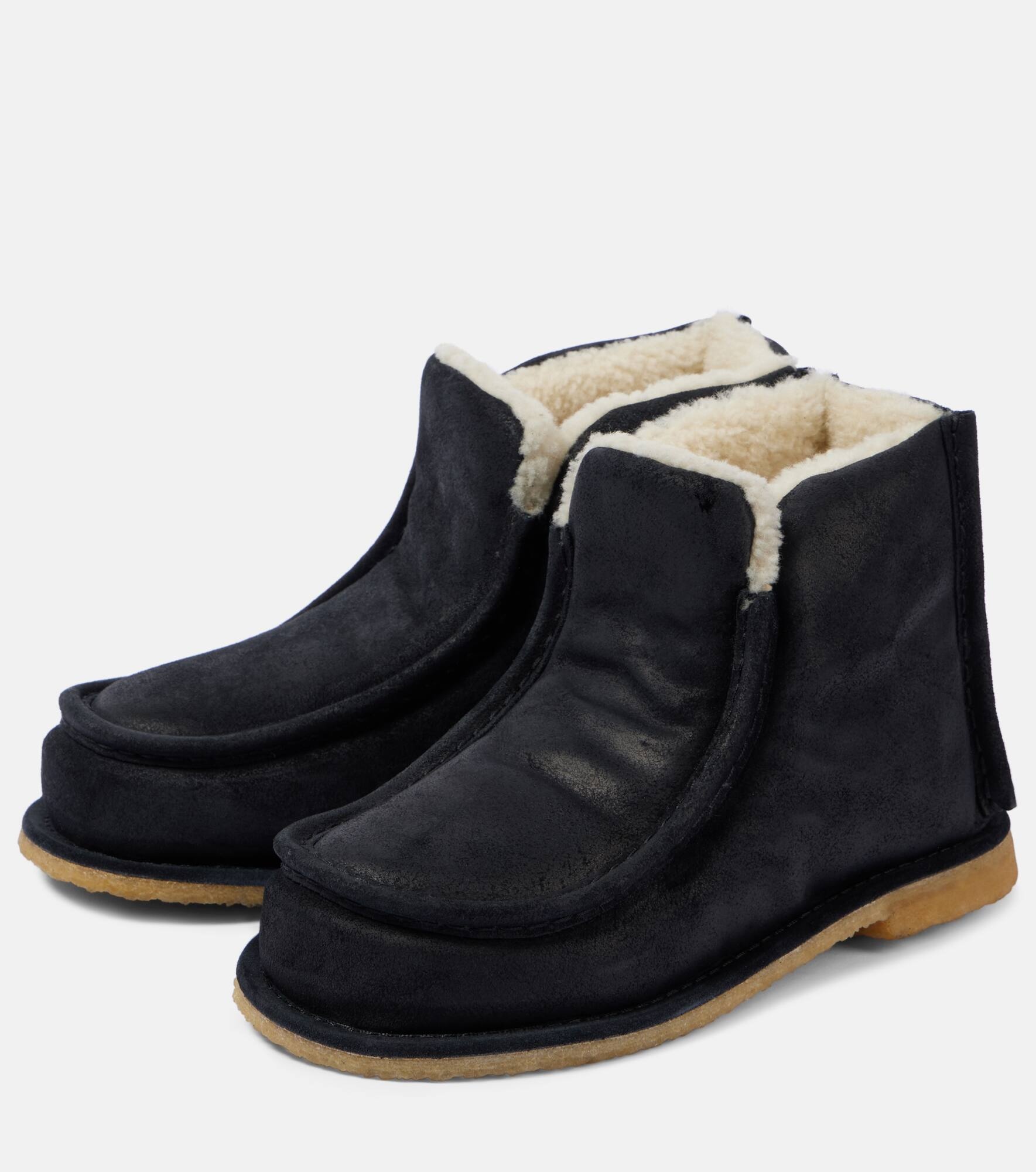 Shearling-lined leather ankle boots - 4
