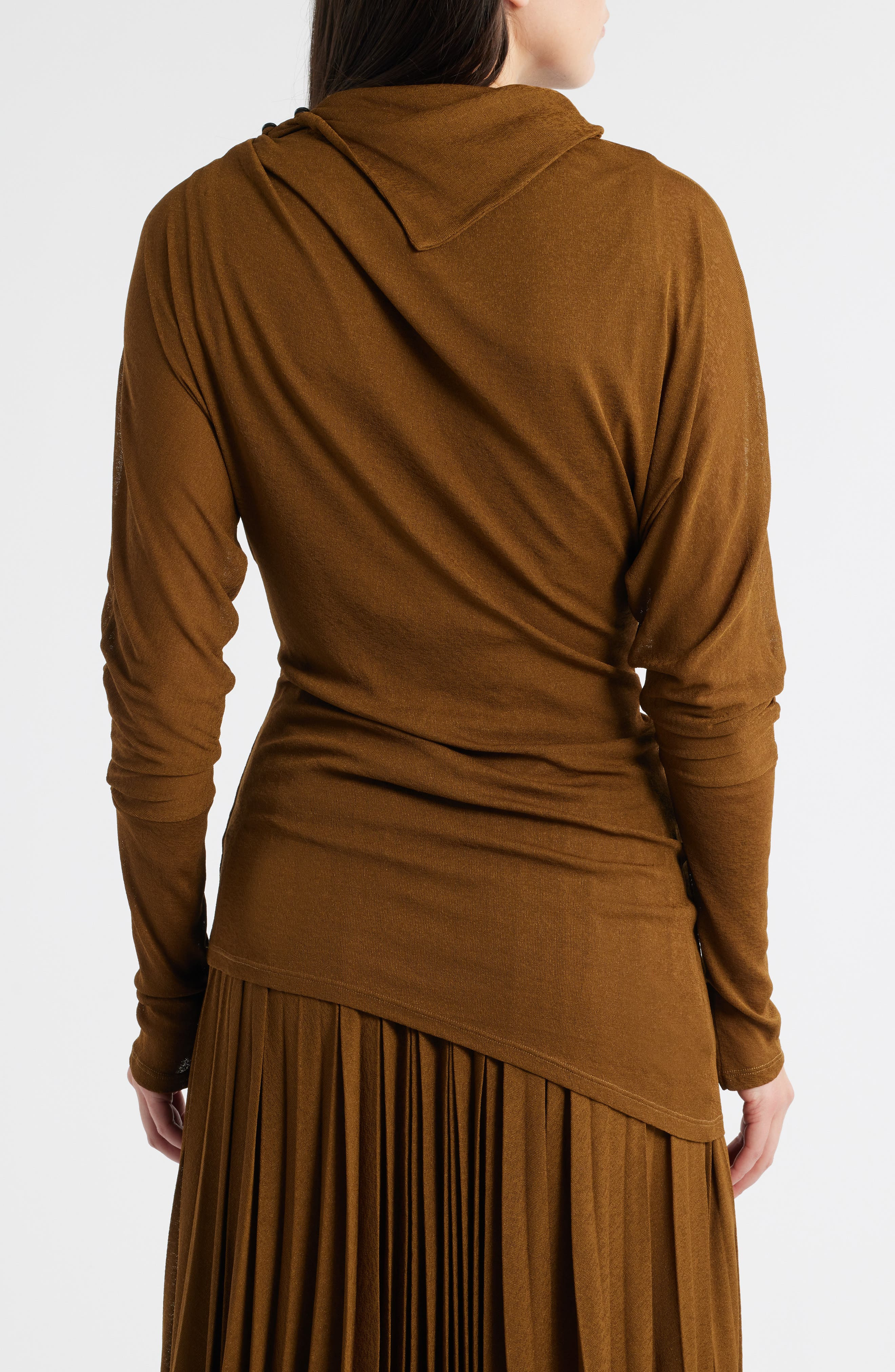 Proenza Schouler Golda Long Sleeve Jersey Top in Tobacco at Nordstrom - 2