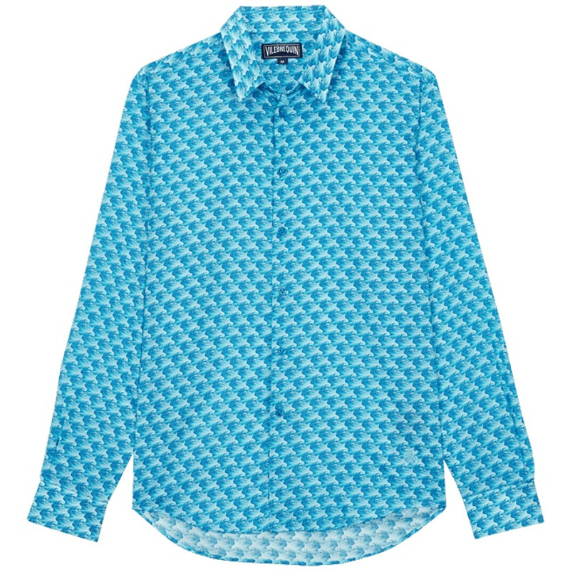 Unisex Cotton Voile Summer Shirt Micro Waves 1