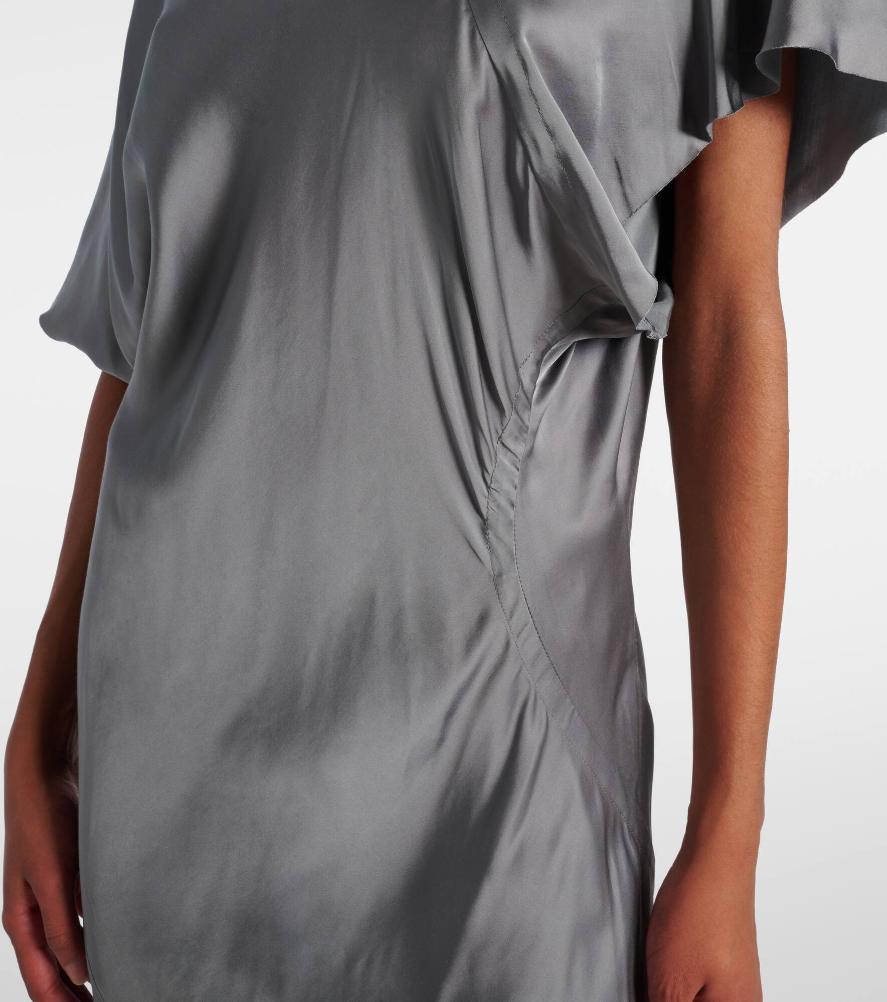 Gathered satin midi dress - 5