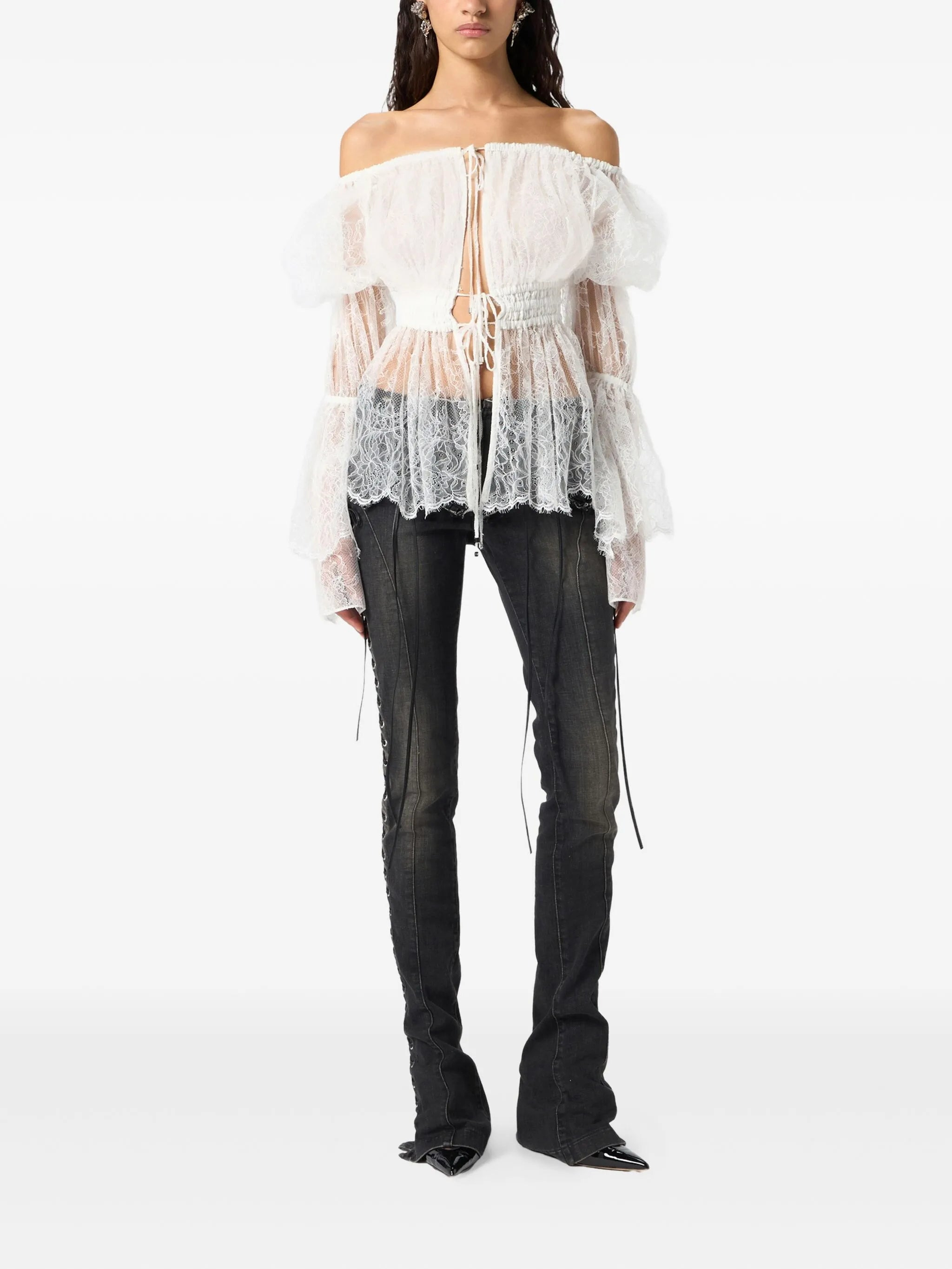 Blumarine Off-shoulder Lace Blouse - 4