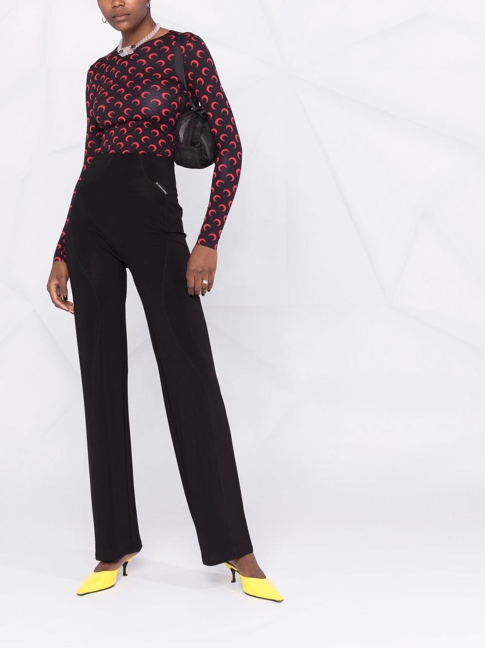 high-waisted graphic-detail pants - 2