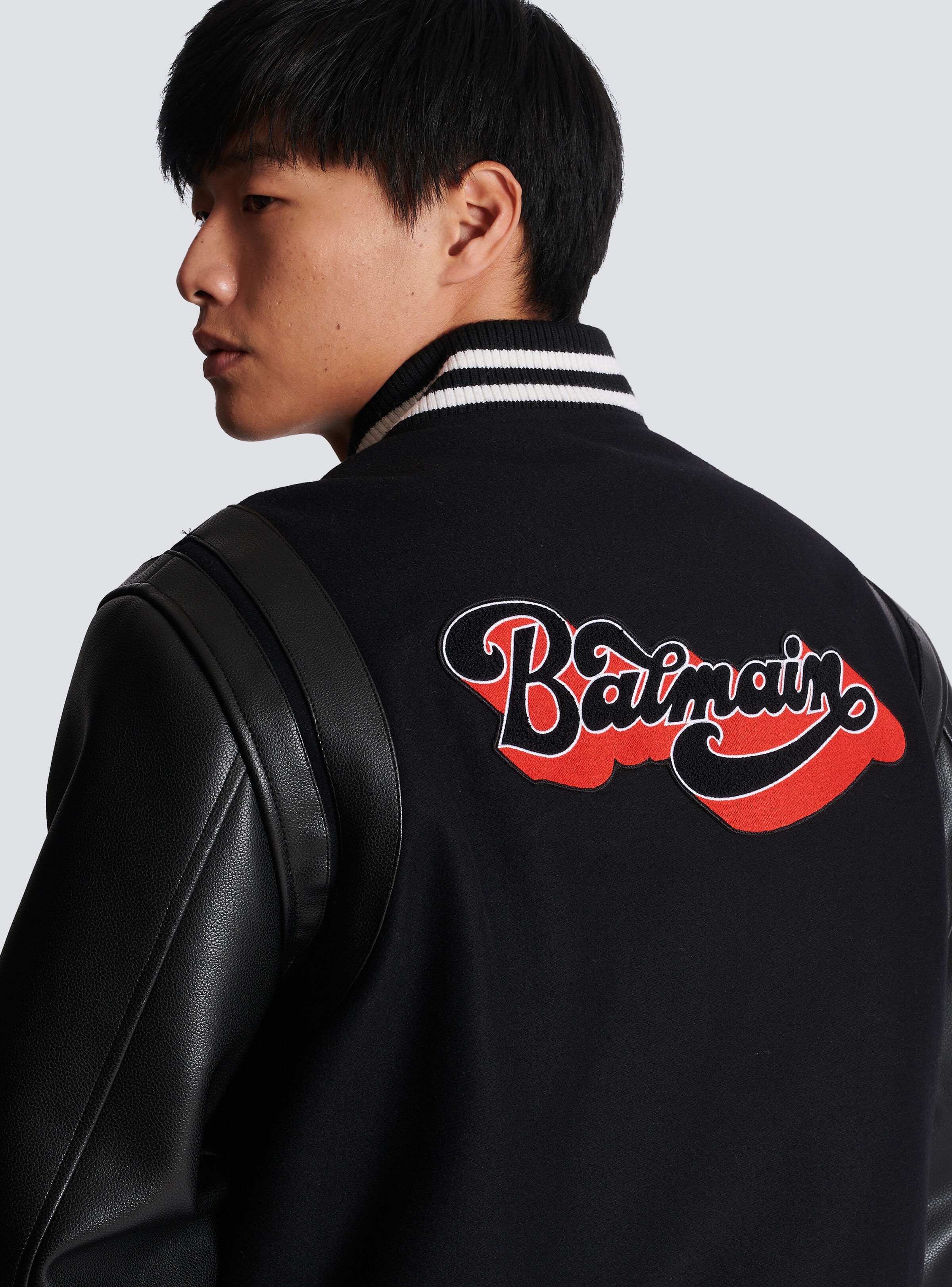 Balmain leather and wool jacket - 6