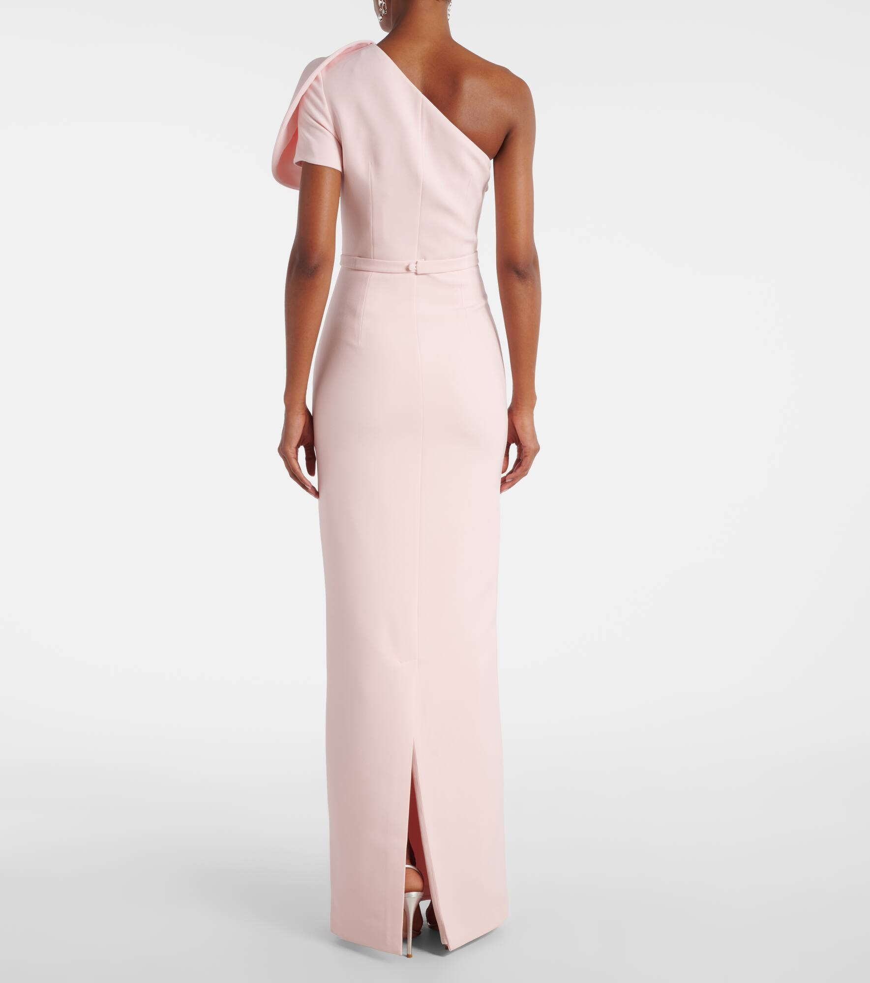 One-shoulder crêpe gown - 3
