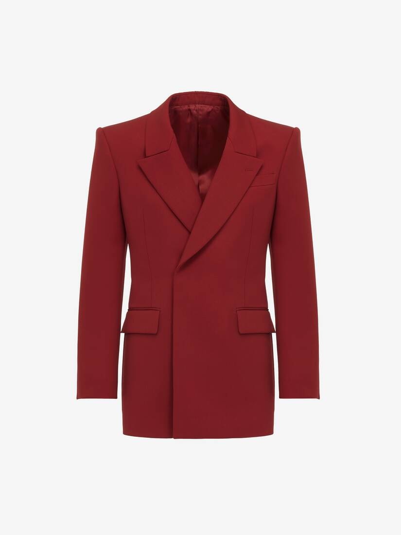 Men's Horizontal Lapel Double-breasted Jacket in Garnet - 1