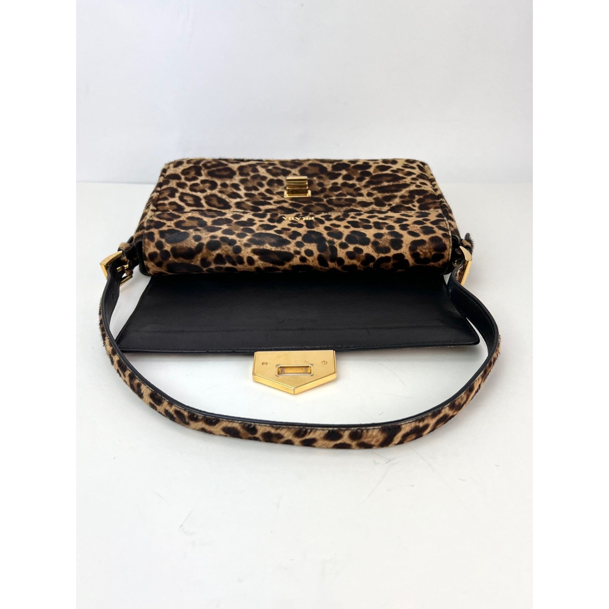 Prada Cavallino Leopard calf Hair Shoulder Bag - 11