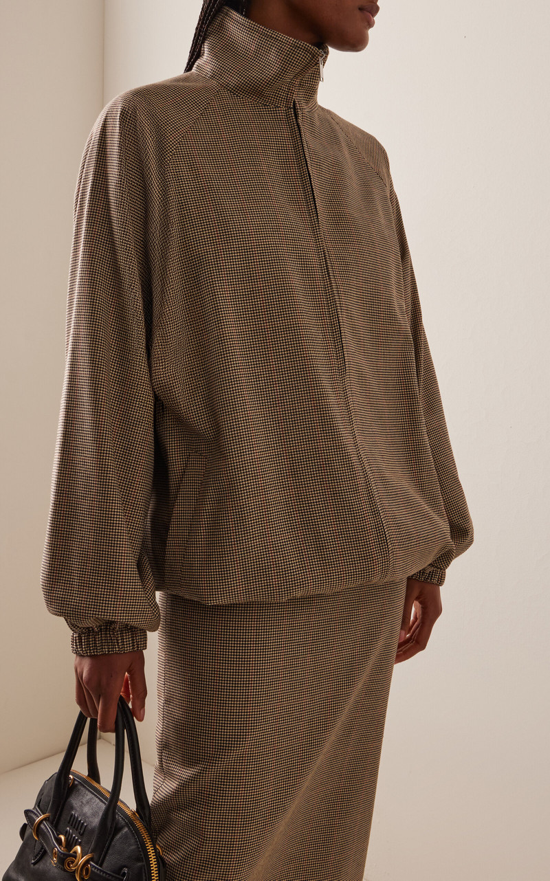 The Frankie Shop Baxter Houndstooth Track Jacket brown outlook