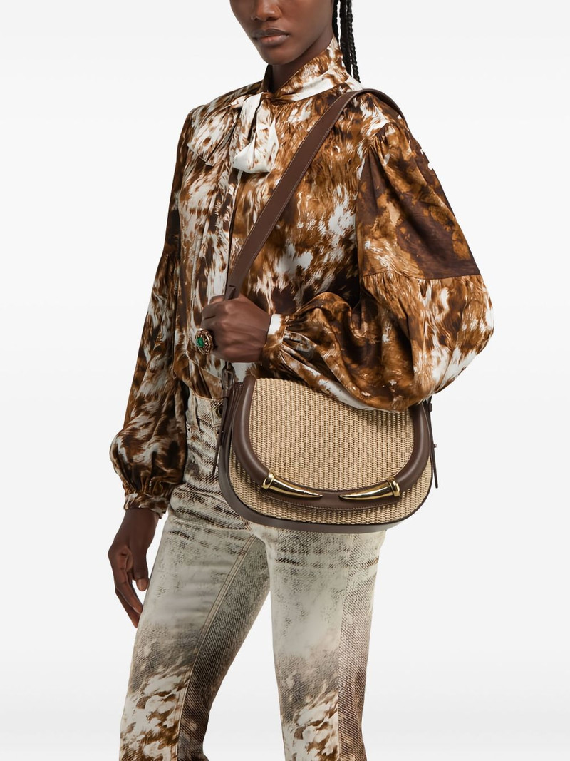 Roberto Cavalli Fang woven shoulder bag outlook