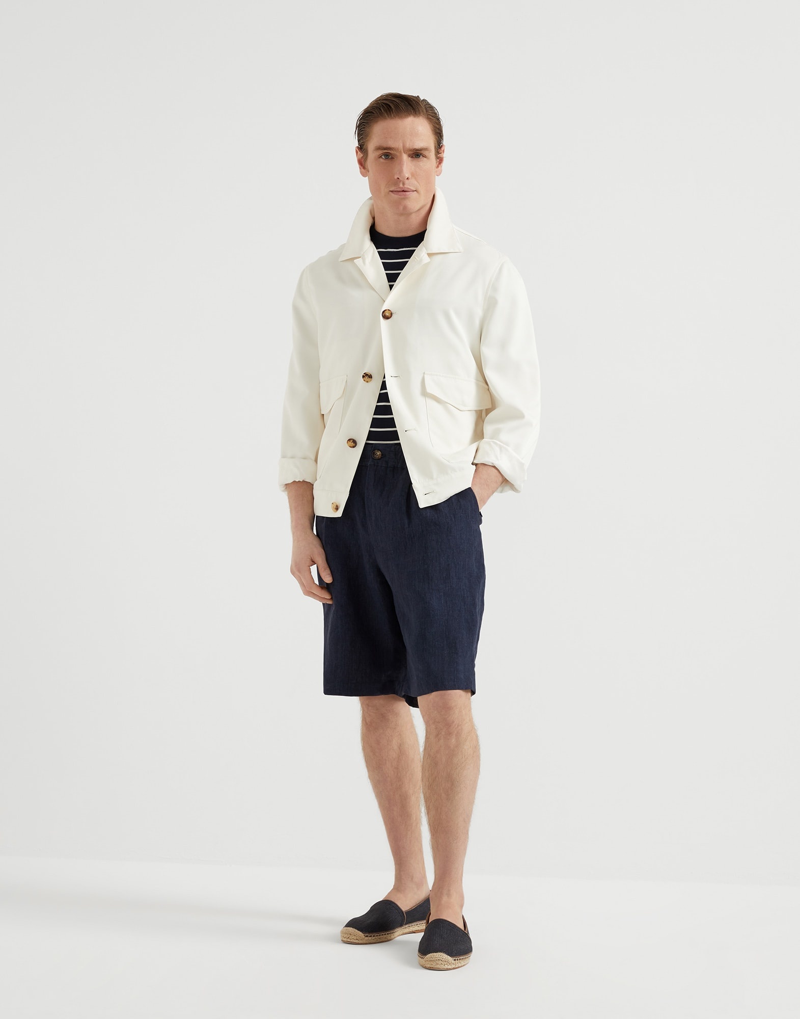 Lightweight délavé linen Bermuda shorts with elasticated waistband - 4