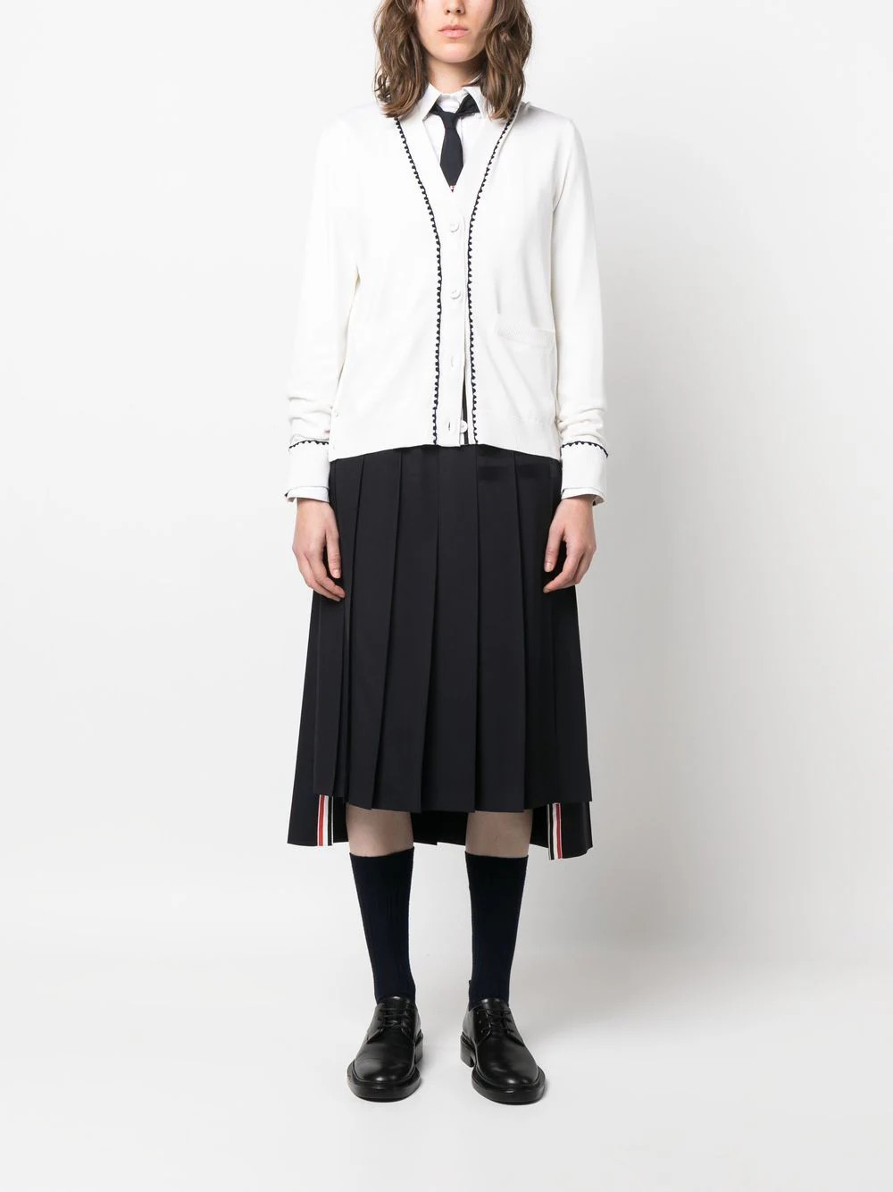 Wool Plain Weave Pleated 4-Bar Skirt - 2