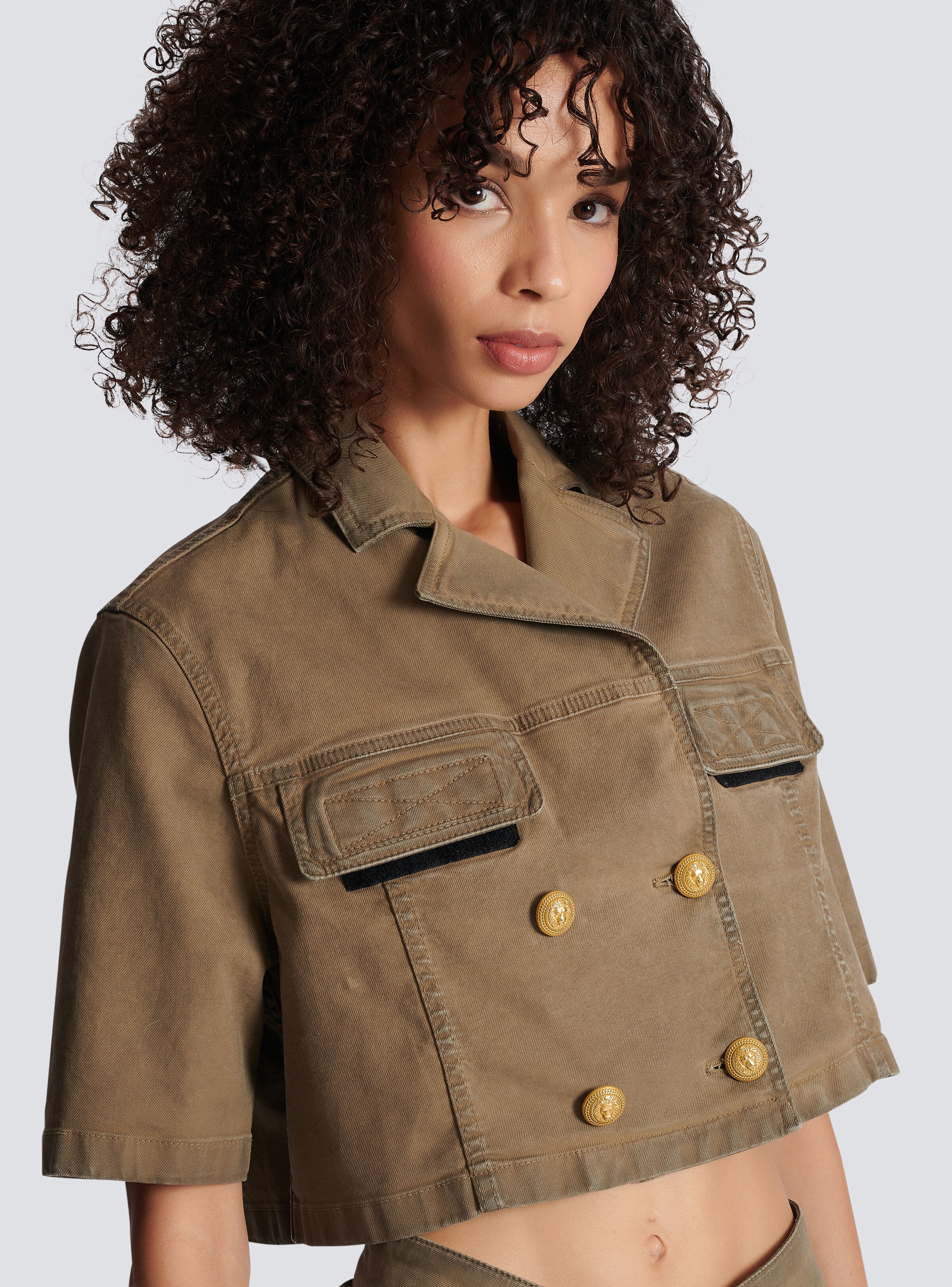 Military cotton cropped shirt - 6