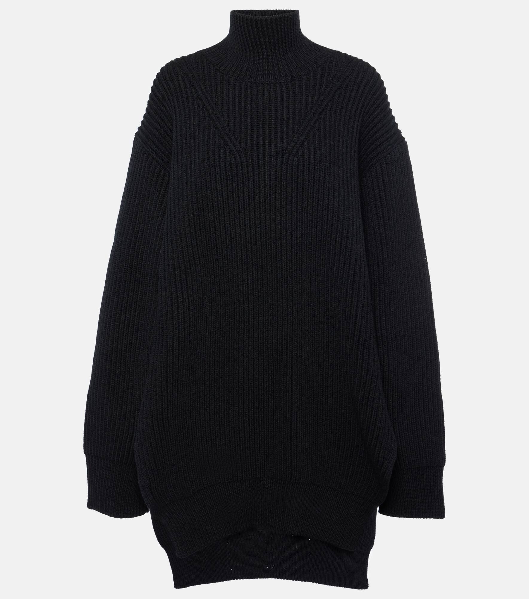 Ribbed-knit wool turtleneck sweater - 1