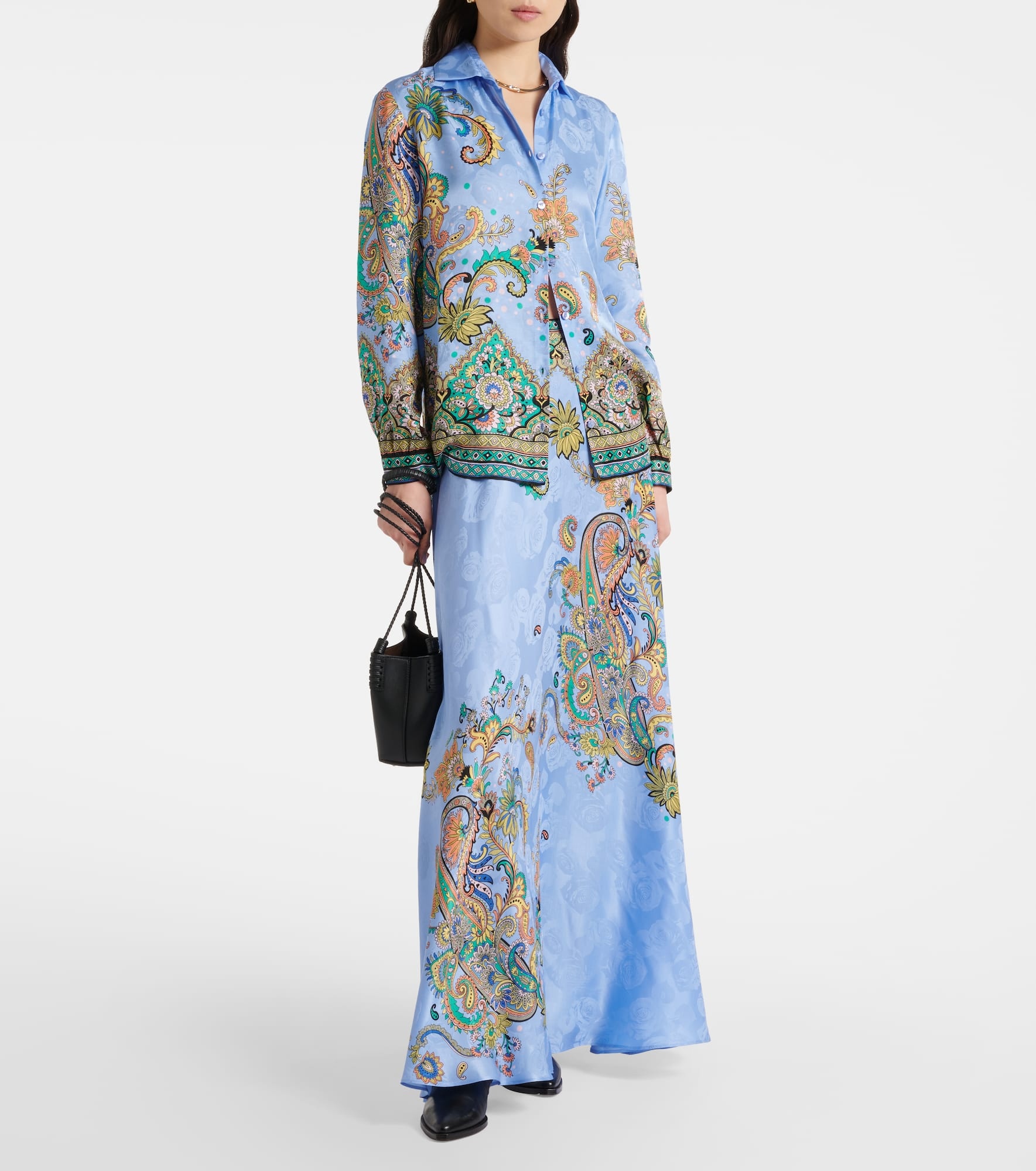 Floral silk crêpe de chine maxi skirt - 2