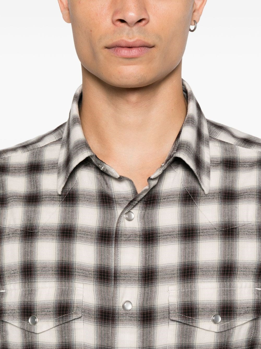 Cotton blend checked shirt - 3