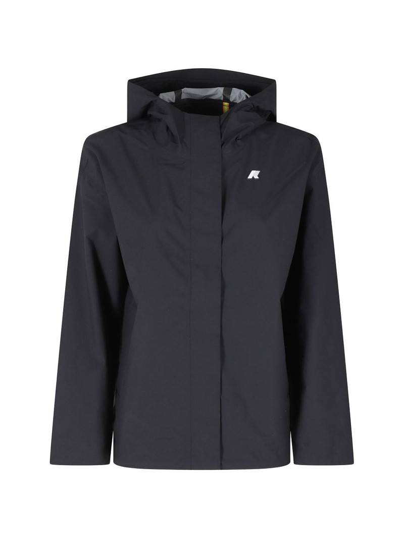 hooded logo-patch jacket 1