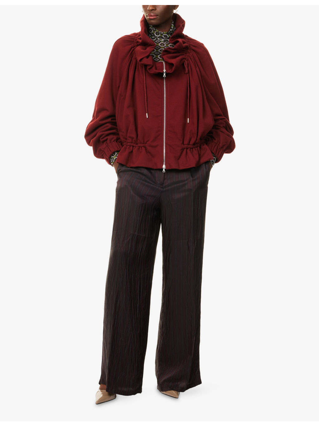 Ruffled Raglan-Sleeves Cotton-Jersey Jacket - 2