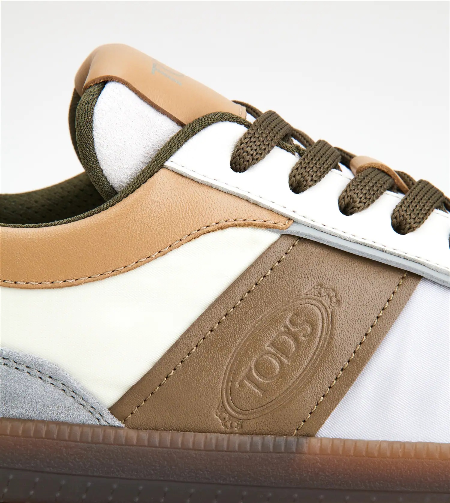 TOD'S TABS SNEAKERS IN LEATHER AND FABRIC - WHITE, BEIGE, GREY - 5