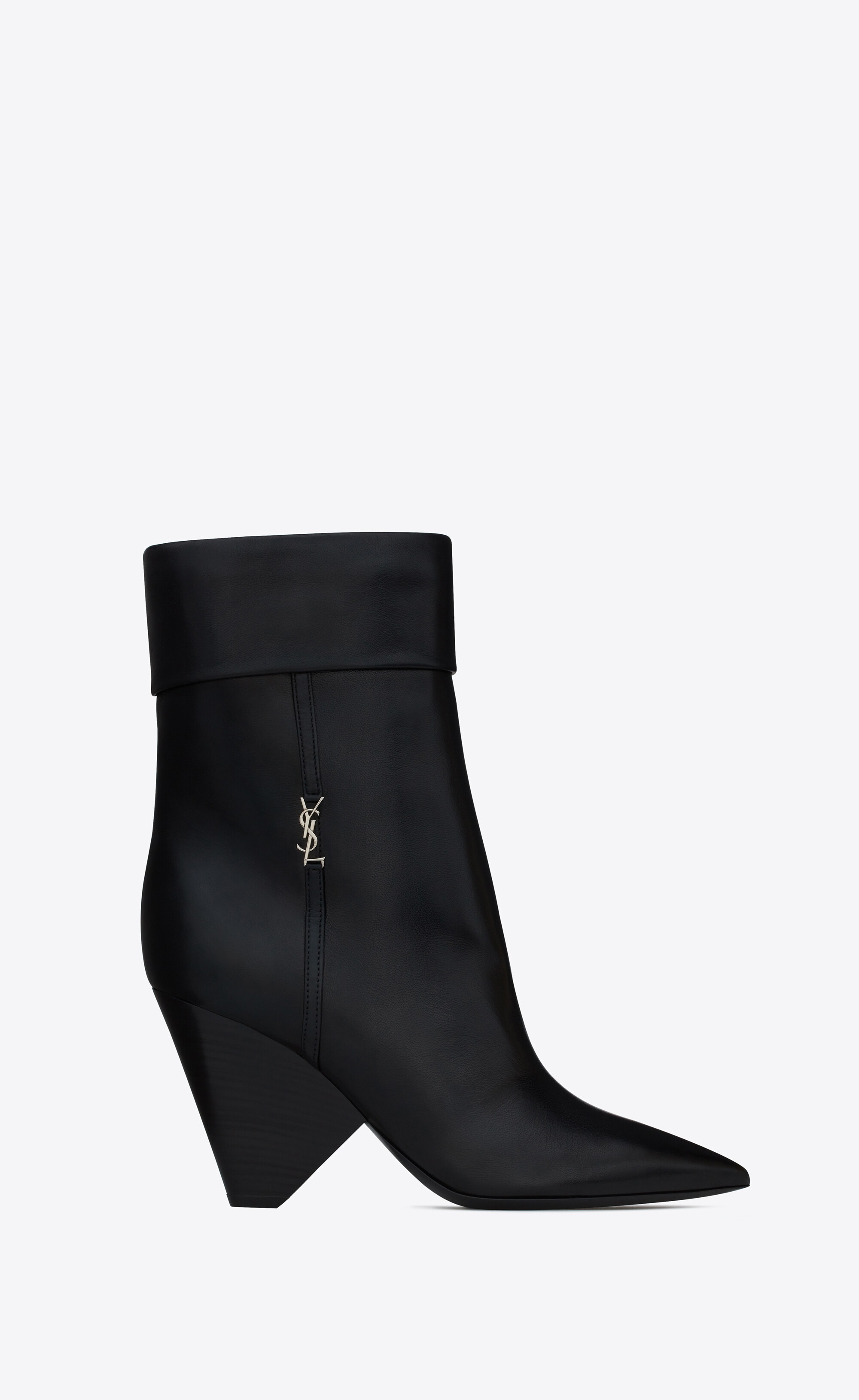 Black Niki 85 YSL-logo leather ankle boots