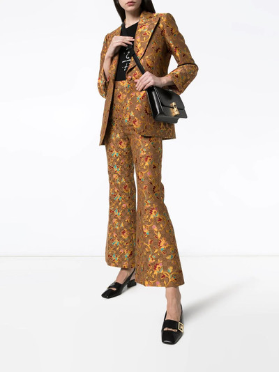 GUCCI floral-jacquard logo flared trousers outlook