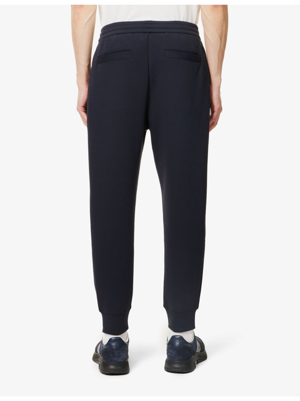 Logo-embroidered tapered-leg mid-rise cotton-blend jogging bottoms - 4