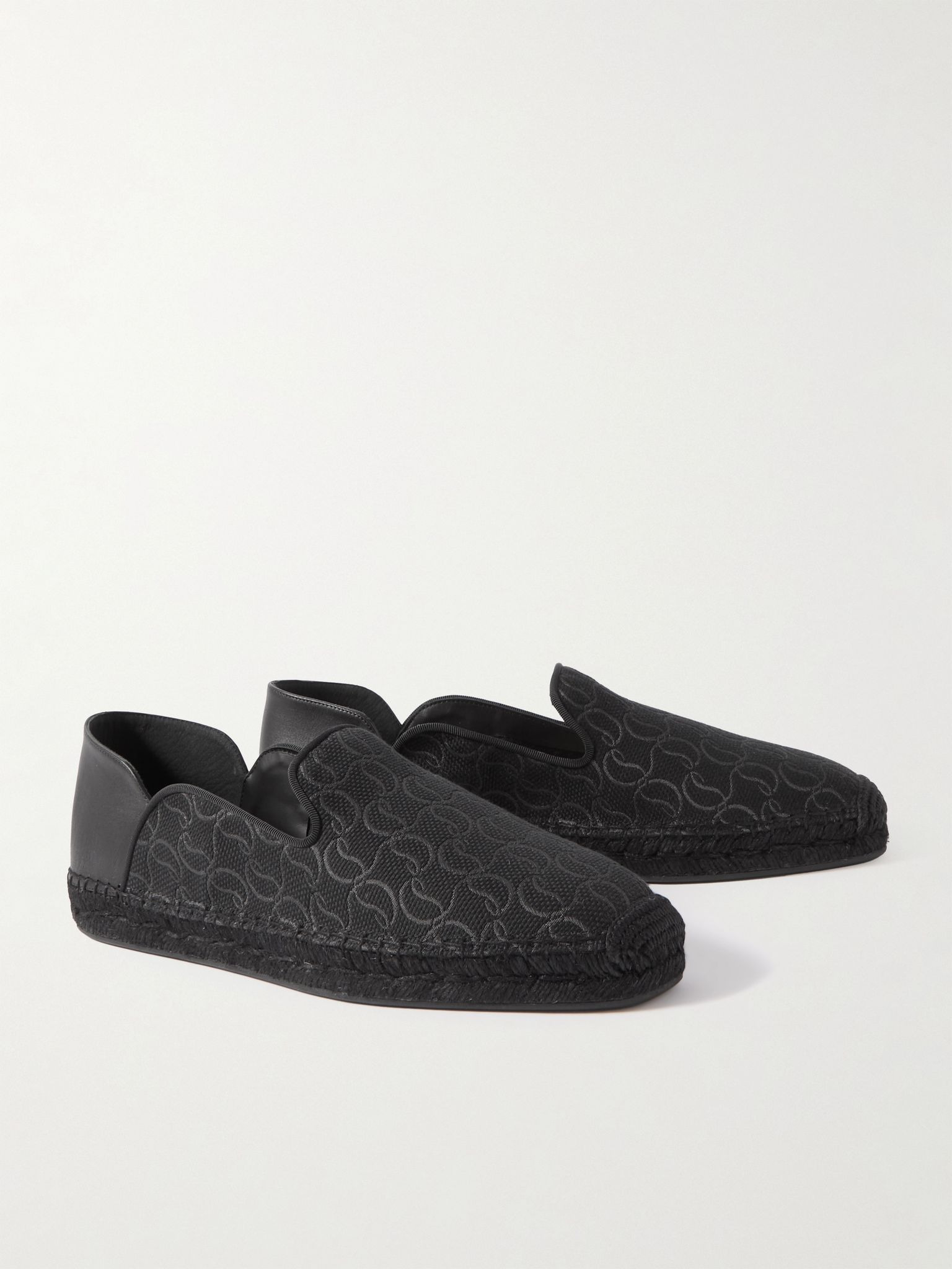 Varsi Espadon Collapsible-Heel Logo-Jacquard Canvas and Leather Espadrilles Black - 4