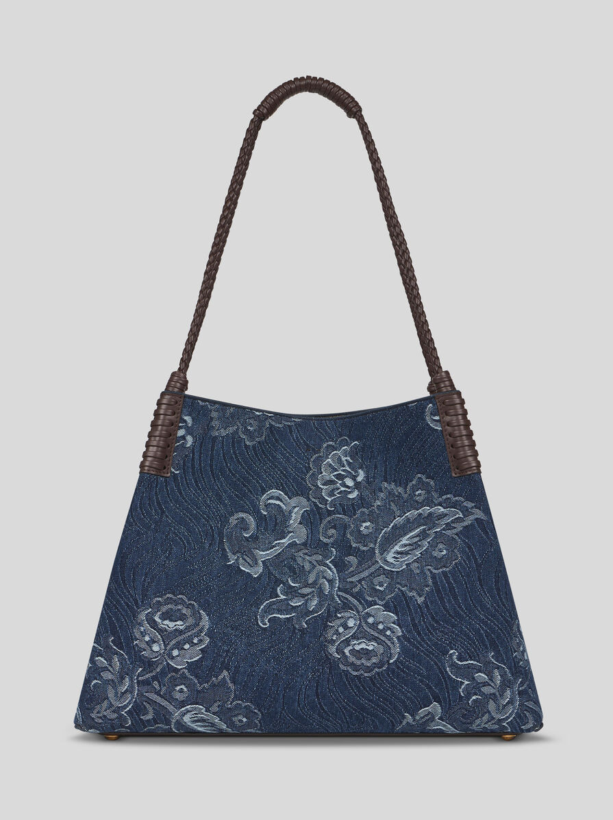 MEDIUM LIBRA TOTE BAG IN JACQUARD DENIM - 4