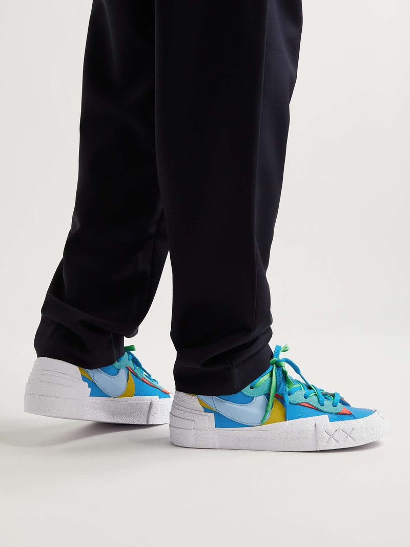 Nike + Sacai + KAWS Blazer Low Colour-Block Suede-Trimmed Leather Sneakers outlook